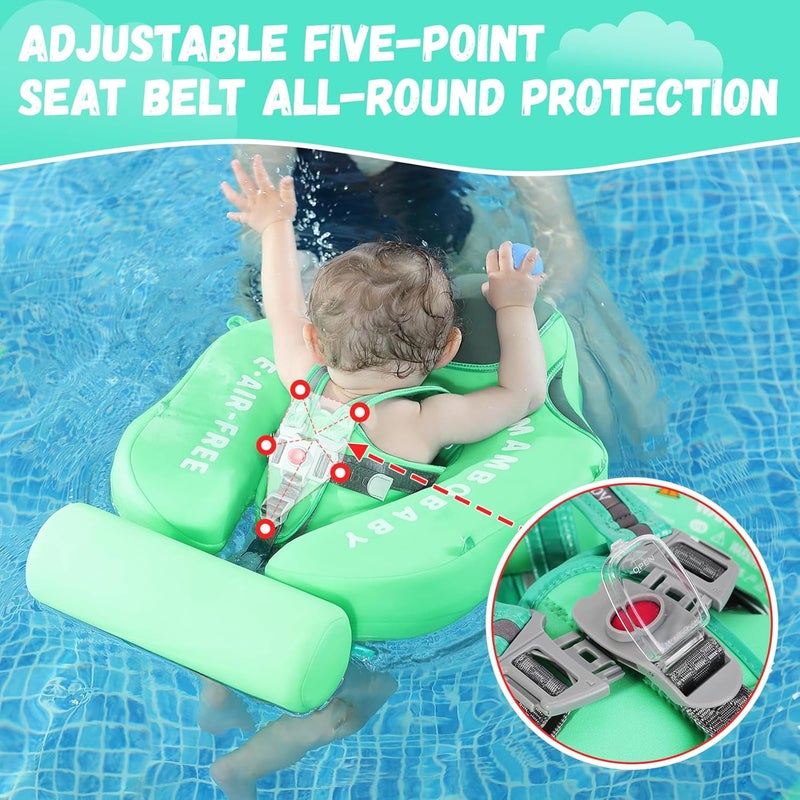 GENTEACO Mambobaby Baby Swim Float with Canopy Non-Inflatable Infant Pool Float with Tail 3-24 Months Avoid Flip Solid Skin-Friendly Material for Toddler Boys Girls - Image 5